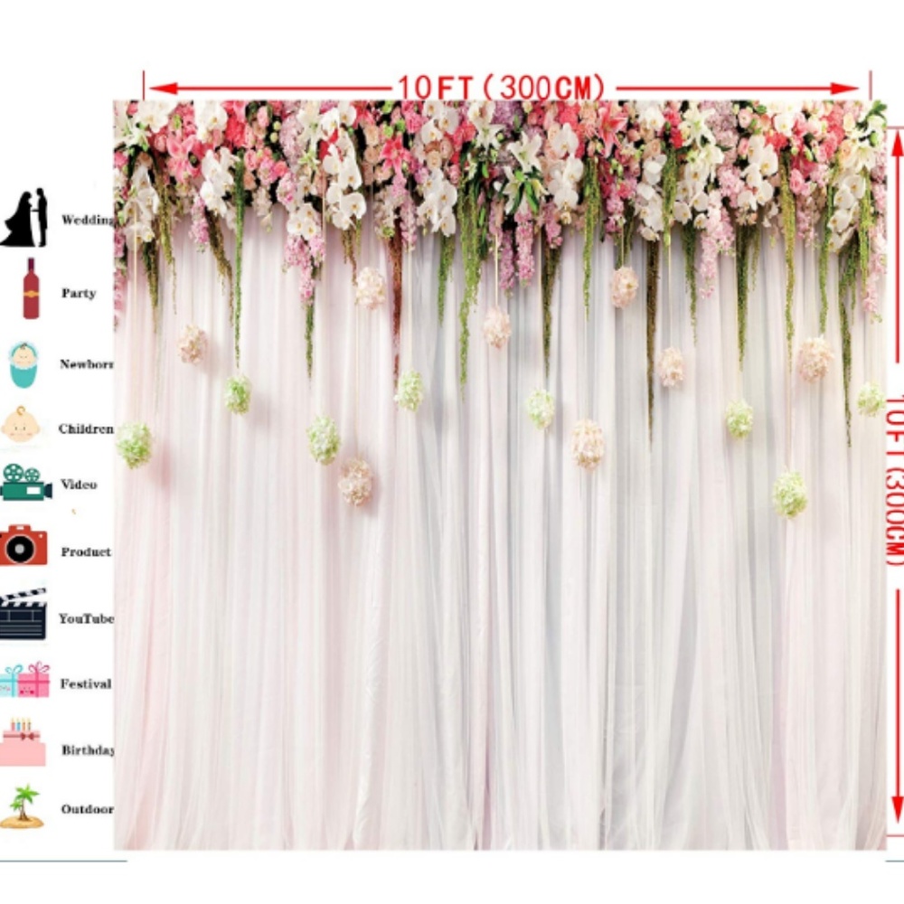 💥SOLD💥KATE Fannie 10x10 Floral Photo Backdrop - Picture 2 of 8